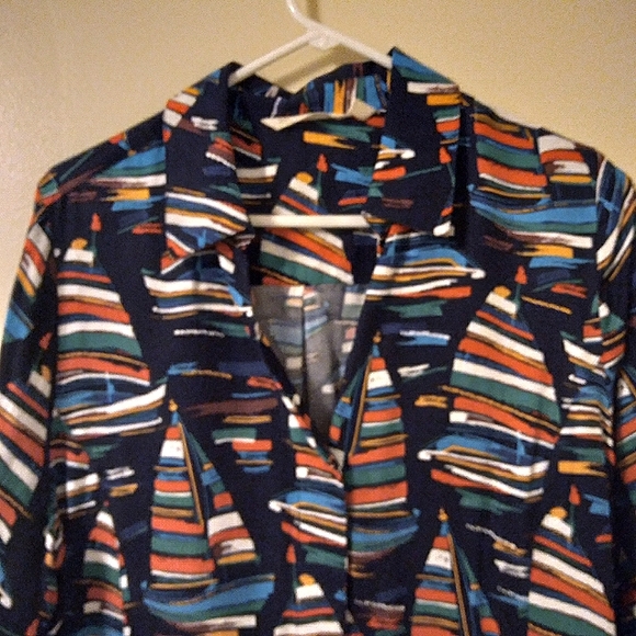 Soft Surroundings Sail Away Boat Print Shirt Size Large - Picture 12 of 13